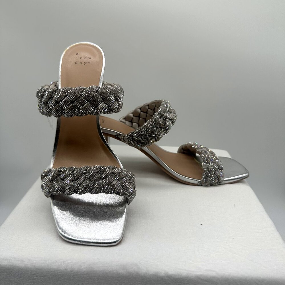 A New Day Silver Rhinestone Heels Women's 11